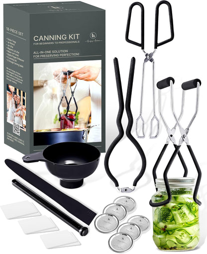 Hungry Artisan Canning Supplies Kit, Stainless Steel, 18 Pieces | Great for Pickling, Jams, Salsas, and Relishes. Beginner-Friendly Canning Set, Perfect for Seasonal Preserving and Gifting1