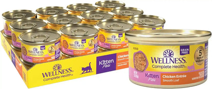 Wellness Complete Health Pate Variety Pack Kitten Canned Wet Cat Food, Natural, Protein Rich, Grain Free, Whitefish and Chicken Recipes, 3 Oz, Pack of 12 Cans13