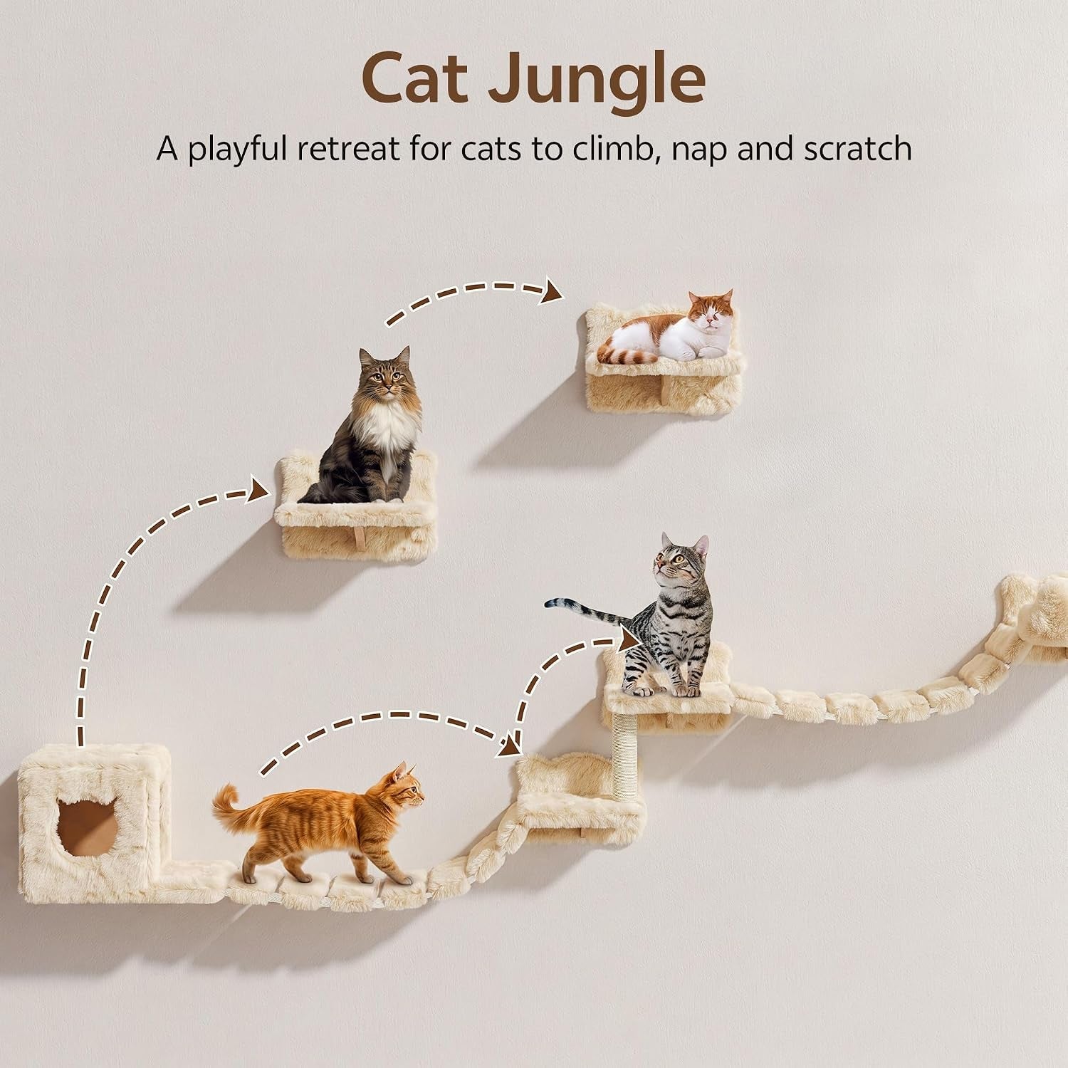 9-in-1-cat-wall-shelves-cat-wall-furniture-set-with-bridge-beige-wall-mounted-cats-shelf-for-space-saving-multi-level-cat-climbing-systems-for-16-inch-drywall-with-scratching-posts-condos