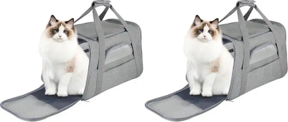 Fluffydream Pet Travel Carrier Soft Sided Portable Bag for Cats, Small Dogs, Kittens or Puppies, Collapsible, Durable, Airline Approved, Travel Friendly (Grey, 17.0" L X 10.0" W X 11.0" H) (Grey)9