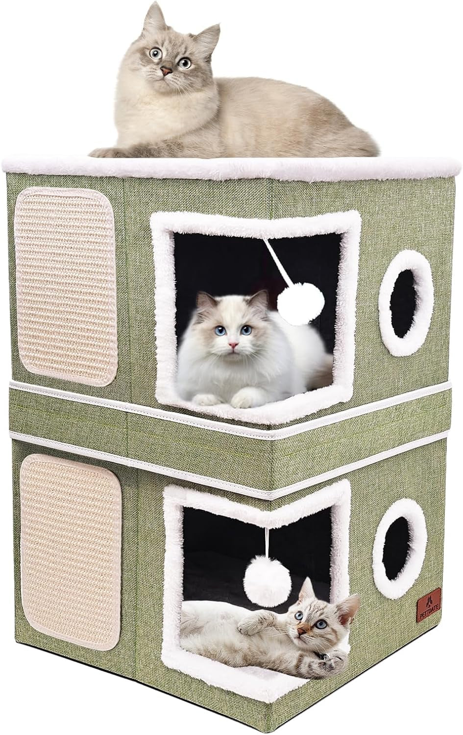 cat-beds-for-indoor-cats-large-cat-cave-bed-with-scratch-pad-and-fluffy-ball-foldable-cat-hideaway-cat-house-with-reversible-cushion-for-multi-small-pet-up-to-30lbs-grey