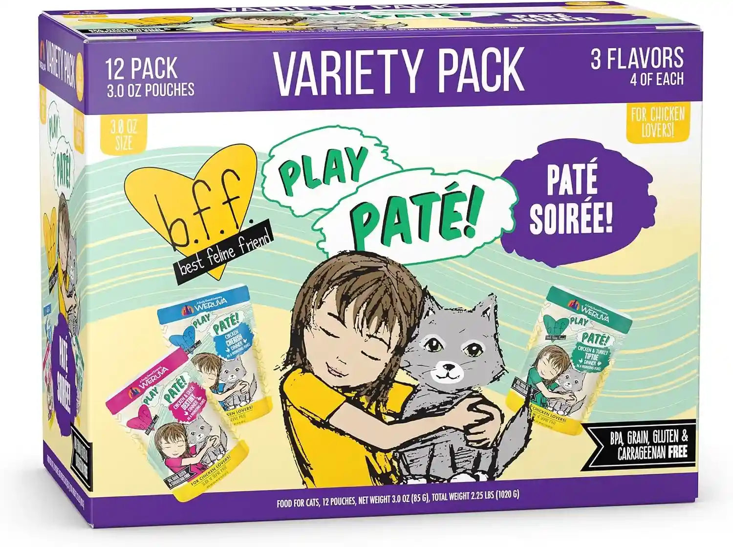 weruva-b-f-f-play-best-feline-friend-pate-lovers-aw-yeah-pate-partay-variety-pack-3oz-pouch-pack-of-12