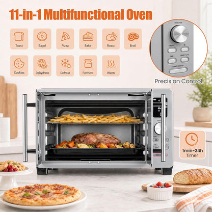 25L French Door Air Fryer Toaster Oven Countertop | 1500W | 11 Presets | Baking Tray, Rack, Crumb Tray & Clip | Digital Display | Dishwasher-Safe | Stainless Steel4