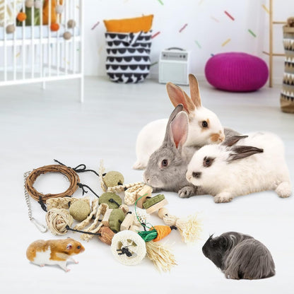 Bissap Bunny Chew Toy, Rabbits Cage Hanging Chew Toys and Treats Grapevine Wreaths Rattan Ring with Snacks for Guinea Pigs Chinchillas Hamsters Rats and Other Small Pets Teeth Grinding7