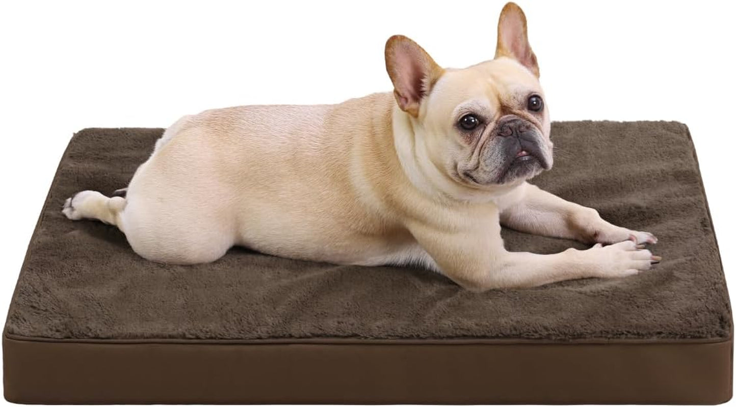 ksiia-orthopedic-dog-bed-for-large-dogs-with-waterproof-lining-grey-35x22-deluxe-soft-plush-dog-crate-bed-washable-pet-mat-with-removable-cover-egg-crate-foam-for-large-dogs-sleeping-relaxing