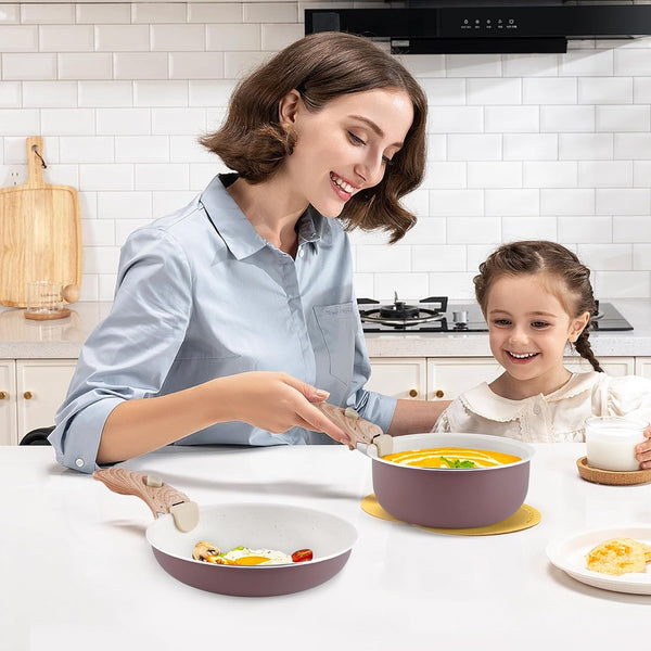Pots and Pans Set Nonstick -  Kitchen Cookware Sets Detachable Handle Pot and Pan Set Removable Handle Camping Cooking Set, Oven Broiler Safe 550F Non Toxic Frying Pans for Cooking Pan Set Gift7