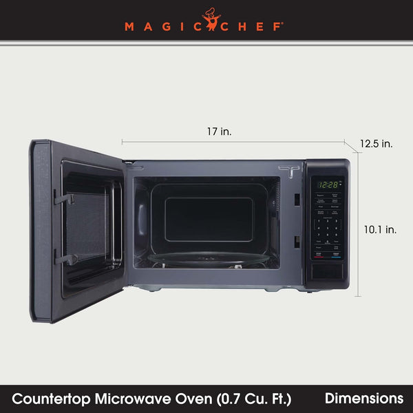 0.7 Cu. Ft. Countertop Microwave in Black - 700W (10.1"H X 17"W X 12.5"D) MC77MB3