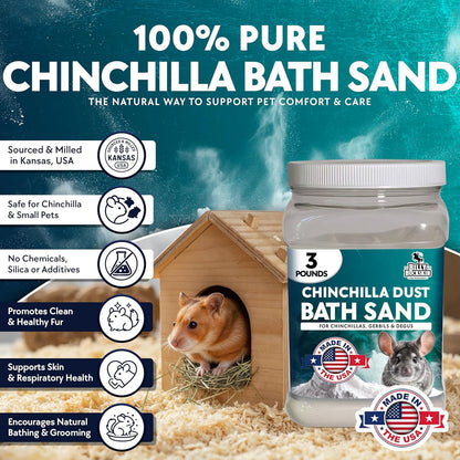3 LB. Chinchilla Dust Bath Jar - Pure Cleansing Pumice Sand Dust for Cleaning Small Pets like Gerbils, Mice, Degu - Premium, All Natural Dusting Powder - Chinchilla Accessories by Billy Buckskin2