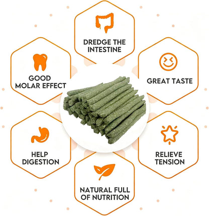 50Pcs Natural Timothy Hay Sticks, Rabbit Chew Toys Molar Teeth Grinding Sticks, Bunny Treats for Chinchillas, Guinea Pigs, Hamsters & Small Animals6