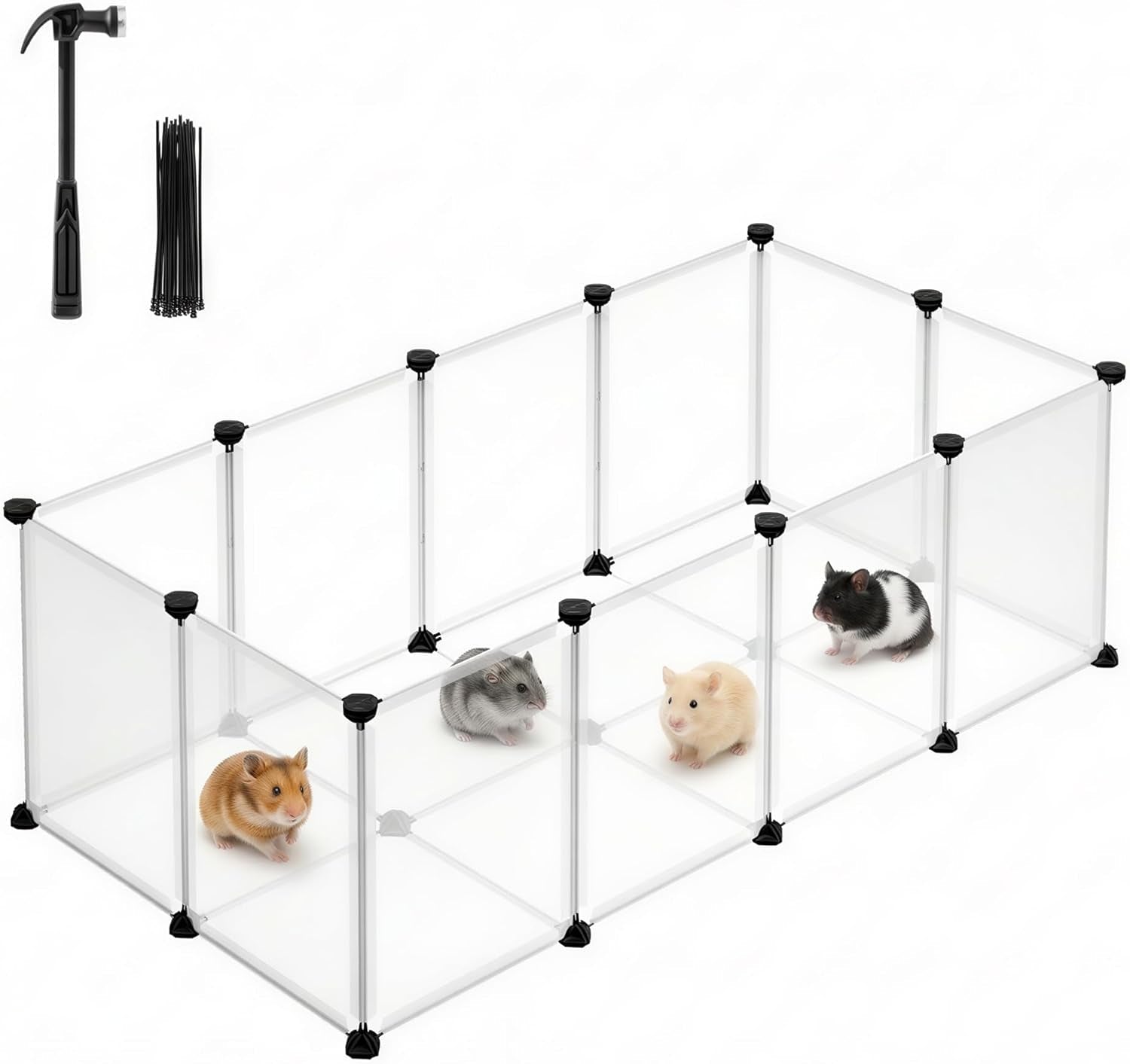 songmics-20-panels-pet-playpen-with-floor-small-animal-playpen-pet-fence-indoor-diy-plastic-enclosure-for-guinea-pigs-bunny-hamsters-hedgehogs-49-2-x-24-8-x-16-5-inches-white-ulpc001w01