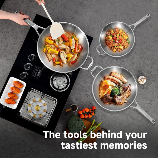 13 Inch Stainless Steel Wok with Lid, Detachable Handle | Uncoated Tri-Ply Stainless Steel Stir Fry Pan, Everyday Cooking Wok for Induction, Flat Bottom, Dishwasher & Oven Safe5