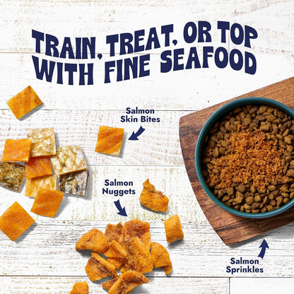 Finfare Freeze Dried Salmon Skin Bites, Grain Free Crunchy Salmon Cat Treats, High Protein & Omega-3S for Skin & Coat Health, Crafted in USA, 1.3Oz3