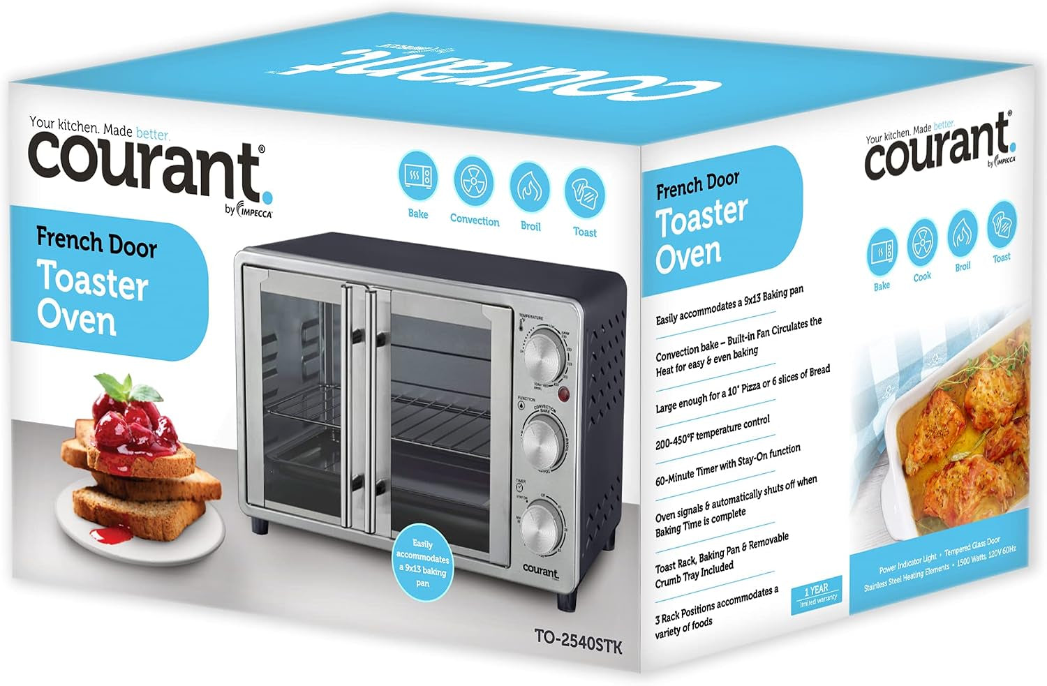 french-door-convection-toaster-oven-broiler-bake-broil-toast-oven-fits-9x13-aluminum-baking-pan-6-slices-10-pizza-convection-oven-stainless-steel