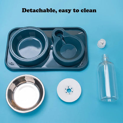 Love Dream Double Dog Cat Bowls, Anti-Slip Pet Food and Water Bowl Set | Automatic Gravity Water Dispenser Bottle Detachable Stainless Steel Bowl No-Spill for Indoor Cats Dogs Puppy Kitten Rabbit6