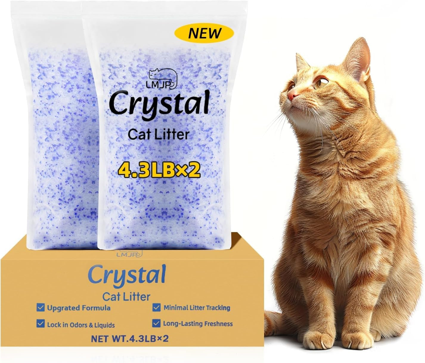 lmjp-crystal-cat-litter-with-powerful-odor-control-non-clumping-lasts-up-to-4-months-17-2lb-rapid-water-absorption-unscented-low-tracking-lightweight-blue-white-silica-4-pack-of-4-3lb