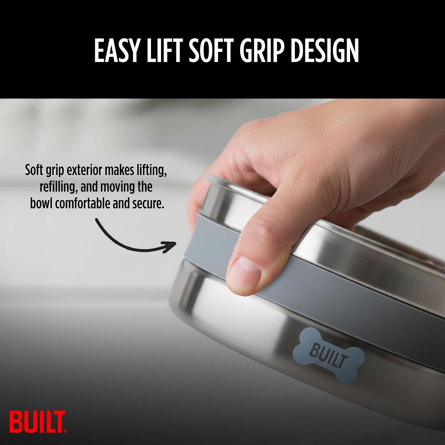 built-38-oz-dog-bowl-non-skid-pad-soft-grip-ring-double-wall-stainless-steel-bpa-free-non-porous-rust-resistant-pet-food-water-bowl-for-dogs-cats-heavy-duty-grey