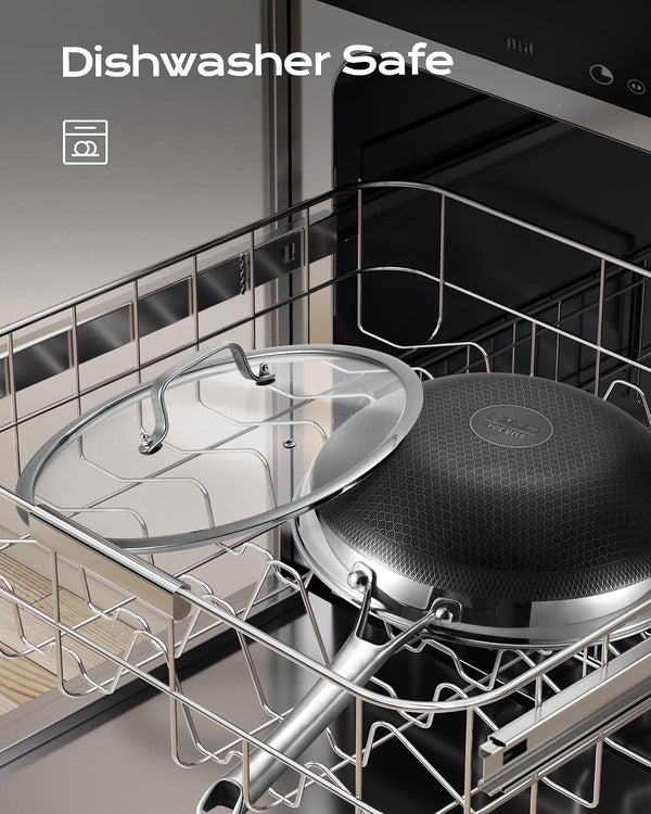 Wok Pan,12 Inch Hybrid Wok with Lid | Frying Pan Cookware, Stainless Steel Woks & Stir-Fry Pans Nonstick, Dishwasher Safe, PFOA Free, Compatible with All Cooktops5