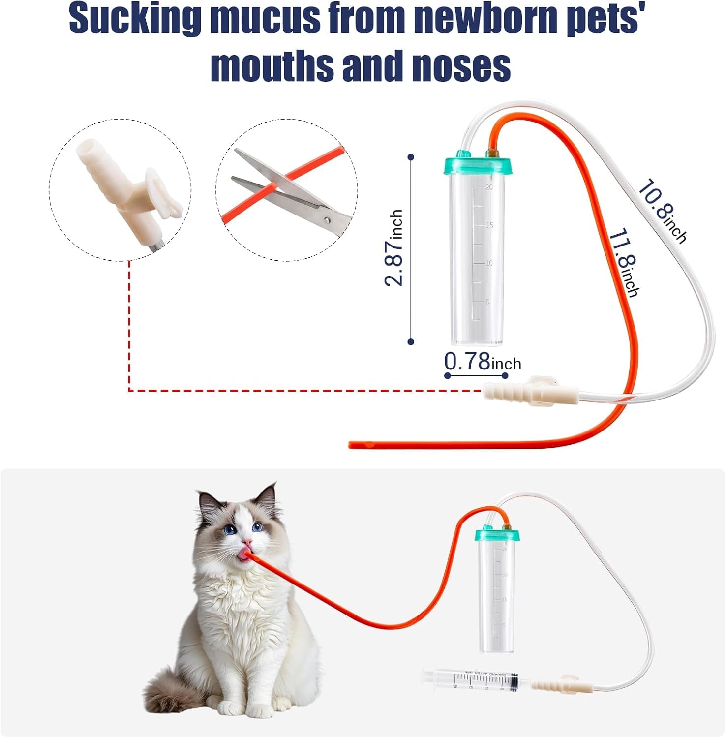 reddoudou-newborn-puppy-kitten-small-animal-sterile-mucus-extractor-suction-catheter-animal-kid-puppy-kitten-tube-feeding-kit-8-fr-red-feeding-tubes-with-20ml-syringes-and-bulb-aspirator