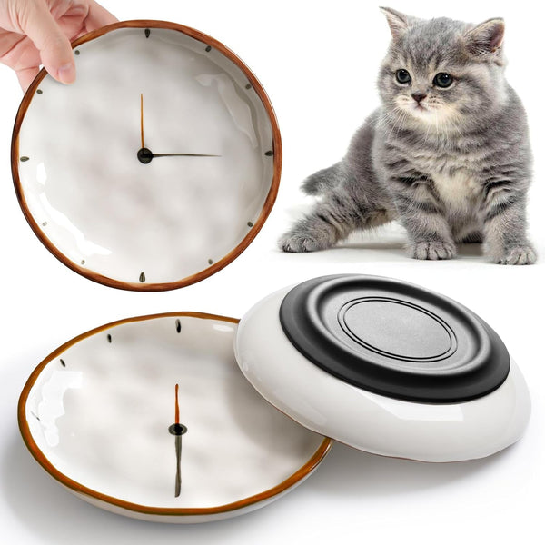 WROSWT No Spill Cat Bowls,Cat Food Bowl,Anti Whisker Fatigue Healthy Ceramic Cats Dishes Set for Indoor Cats,Shallow Wide Kitten Plates for Food and Water,Non-Slip Silicone Bottom,3 Pack12