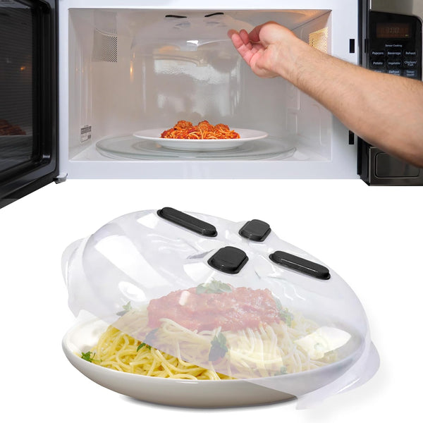 Magnetic Microwave Splatter Cover for Food - 12-Inch - Black | Bpa-Free Lid, Vented Plate Guard with Steam Vents, Anti-Splash Microwave Lid, Dishwasher Safe, Space-Saving Magnetic Storage1