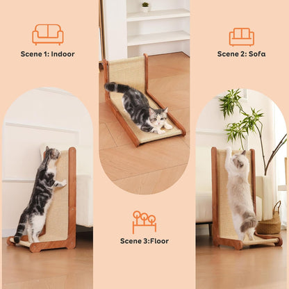 Large Cat Scratching Post for Indoor Cats,26.8'' Solid Wood Frame Natural Sisal L Shape Cat Scratch Pad, Vertical Cat Scratcher,Cat Scratching Board Cat Scratch Post,Perfect Cat Furniture7