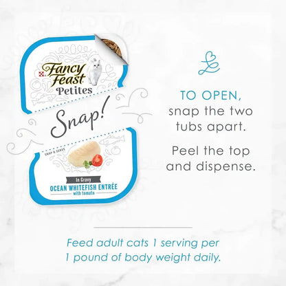 Purina Fancy Feast Petites Ocean Whitefish Entree with Tomato in Gravy Gourmet Wet Cat Food - (Pack of 12) 2.8 Oz. Tubs9