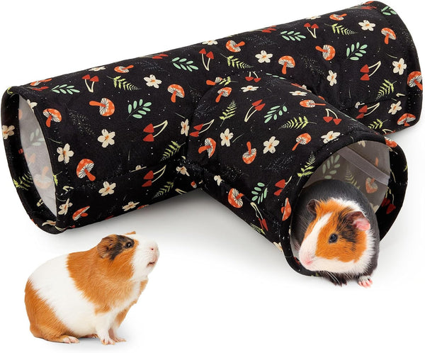 Bienbee Guinea Pig Tunnel, 3 Way Washable Guinea Pig Hideout,Foldable Rabbit Tunnel Guinea Pigs Toys for Bunny Hamster Chinchilla Ferret Rabbit Guinea Pigs Accessories Mushroom | Guinea Pig Hideout, Portable Tubes with Cute Print,High Dense Fabric for Small Pet'S Hiding Resting Playing and Exploring9
