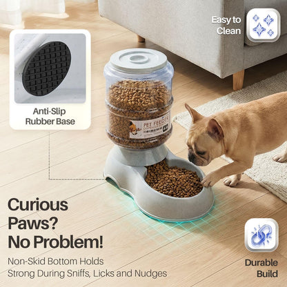 Flexzion Gravity Pet Feeder, Dog and Cat Food Dispenser, 1-Gallon Capacity | Self-Replenishing Dry Food Station with Non-Skid Feet and a Carry Handle; Holds Approximately 4-6 Lb of Kibble.5