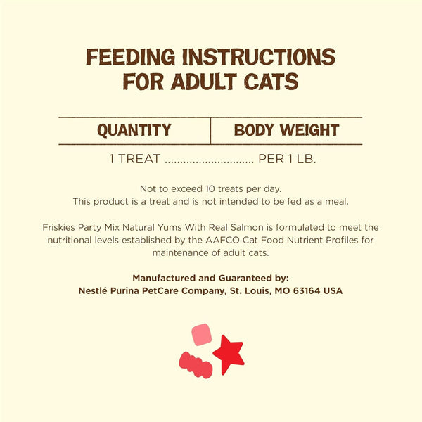 Purina Friskies Natural Cat Treats Party Mix Natural Yums with Real Salmon and Added Vitamins, Minerals and Nutrients - 20 Oz. Canister8