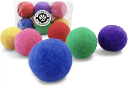 Wool Cat Balls - Safe Silent Felt Ball Toys - Fun Colorful Soft Quiet Wool Kitty Toys - Unique for Cat Lovers - 6 PCS Hand Made in Nepal1