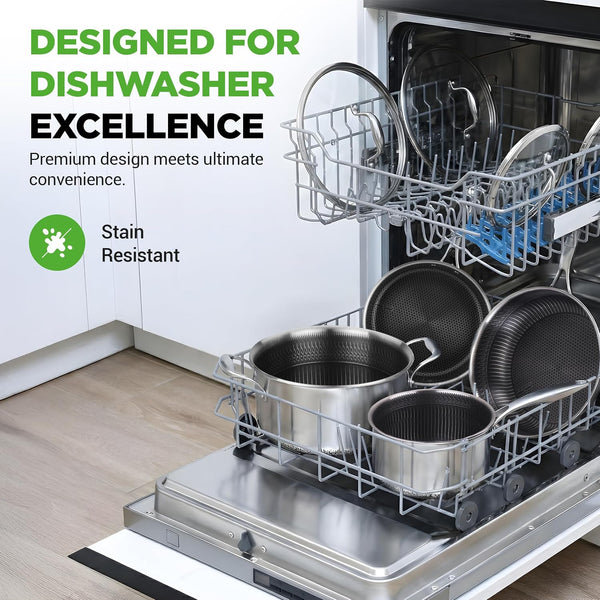 8-Piece Triply Cookware Set Stainless Steel - Triply Kitchenware Pots & Pans Set Kitchen Cookware, Non-Stick Coating - Sauce Pot, Stew Pot, Cooking Pot, Frying Pan, Lids - NC3PLY8Z7