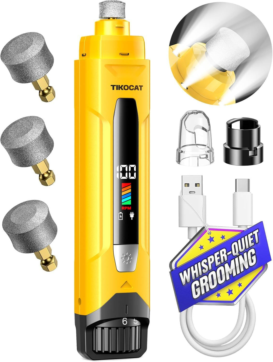 whisper-quiet-dog-nail-grinder-50-more-powerful-for-sensitive-dogs-cats-6-speed-pet-nail-trimmer-with-led-display-4-led-lights-3-grinding-bits-no-over-cutting-stress-free-grooming-for-all-pets