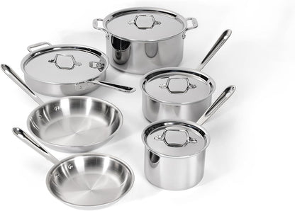 All-Clad D3® Stainless Steel 10 Piece Cookware Set- Made in USA- Includes Frying Pans, Saucepan, Sautépan, Stockpot - Professional Grade -Oven Safe & Induction Compatible1