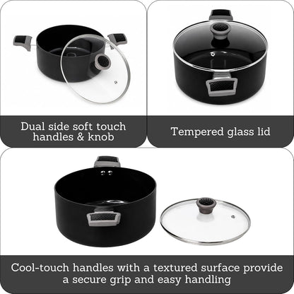 3 Qt Get a Grip 2.0 Aluminum Black Ceramic Dutch Oven with Glass Lid2