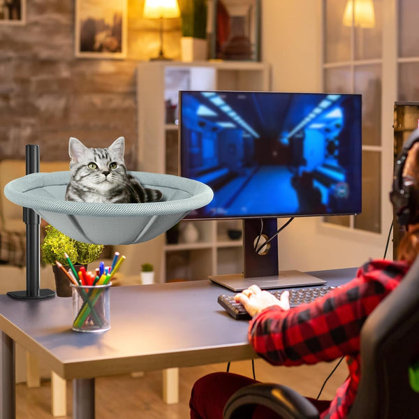 AIPERRO Cat Desk Bed - 360° Rotating & Height Adjustable Cat Hammock Perch, Sturdy Cats Bed for Desk with Removable Washable Cover, Supports up to 60Lbs, Perfect for Indoor Cats8