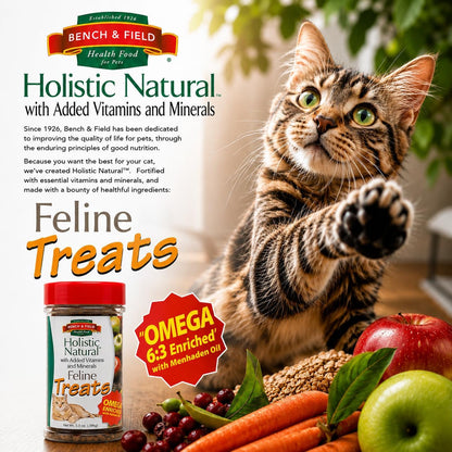 Bench & Field Holistic Natural Healthy Kitty Cat Treats | Crunchy Fish-Shaped Bites | Delicious Seafood Flavored Snack, 3-Ounce (Pack of 3 Bottles)2