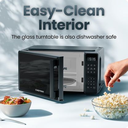 Countertop Microwave Oven 0.7 Cu. Ft., 700 Watts with 10 Power Levels, 6 Cooking Presets with One-Touch Express Cook, Eco Mode, Child Safety Lock, & Mute Button - Black6