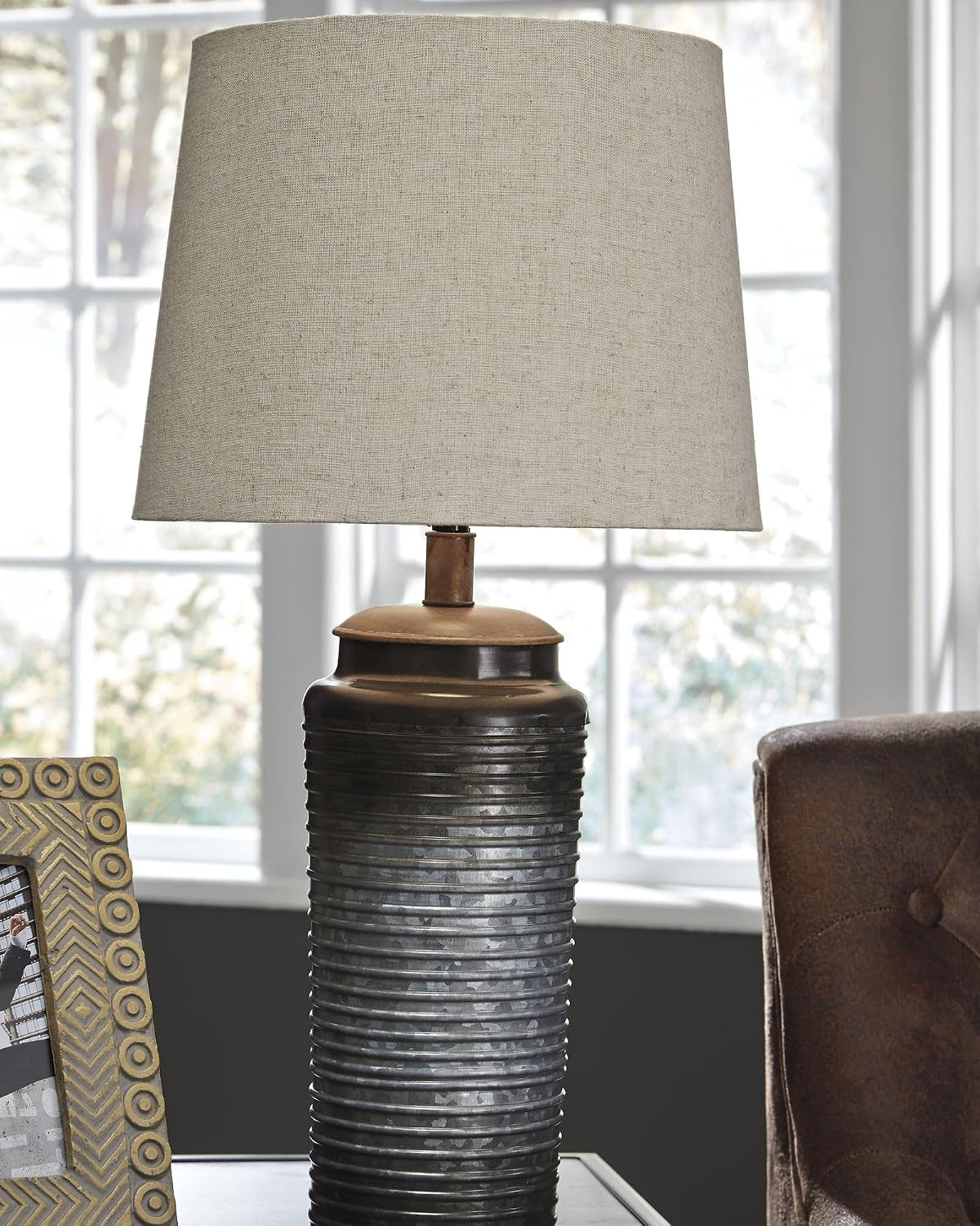 signature-design-by-ashley-norbert-living-room-table-lamp-set-of-2-gray-galvanized-metal-with-ribbed-ombre-finish-medium-fabric-hardback-shade-supports-up-to-150-watts-living-room-placement