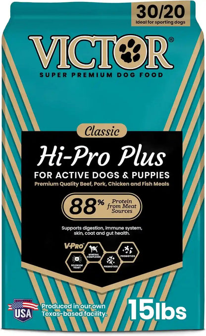 VICTOR Super Premium Dog Food – Hi-Pro plus Dry Kibble – High Protein Dog Food with 30% Protein – Beef, Chicken, Pork, Fish Meals, Gluten Free - for High Energy and Active Dogs & Puppies, 40Lbs14