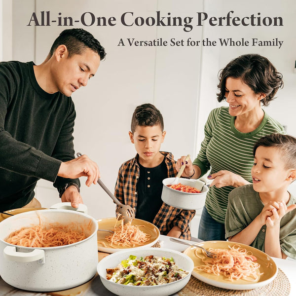 22-Piece Pots and Pans Set Non Stick with Removable Handles, Ceramic Cookware Set, Large-Capacity & Non Toxic, Induction & RV Compatible, Dishwasher Safe, PFAS/PTFE/PFOA Free, White6