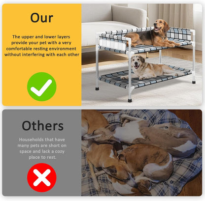 Bedside Dog Bunk Bed with Guardrail, 2 Layers Window Perch Sleeper Dogs Cot | 2-Tier Bedside Sleeper with 3-Fence, Double Elevated Human Dog Bed for Multi-Pet Households, Medium5