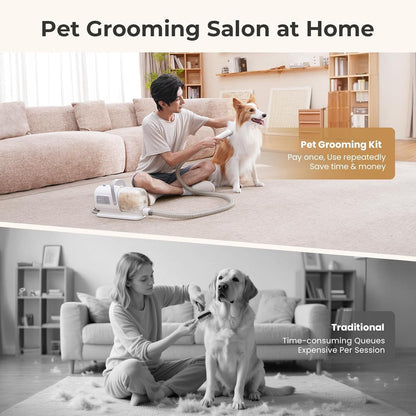 Pecute 7-In-1 Dog Grooming Vacuum & Dryer for Heavy Shedding | 10000Pa Suction, Adj Suction & Temp, Home & Salon Use, 55Db Low Noise, 1.7L Dust Cup, Reduces Flying Hair, Easy Cleanup6