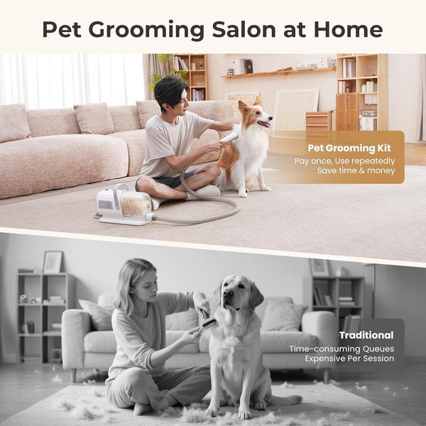 Pecute 7-In-1 Dog Grooming Vacuum & Dryer for Heavy Shedding | 10000Pa Suction, Adj Suction & Temp, Home & Salon Use, 55Db Low Noise, 1.7L Dust Cup, Reduces Flying Hair, Easy Cleanup6