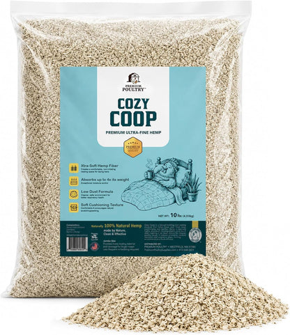 Cozy Coop, Siftable No Dust Hemp Bedding, 10Lb, Made in USA | Super Fine, Low Dust & Highly Absorbent, Reduces Coop Odor, Ideal for Deep Litter, Nesting Boxes & Brooders1