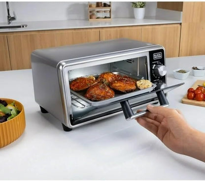 Decker Crisp N Bake PRO 4-Slice Air Fryer Toaster Oven Combo Compact Countertop Air Fryer Toaster Oven for Snacks Small Meals Reheat Fits 9 Inch Pizza Kitchen Appliances2