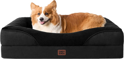 EHEYCIGA Orthopedic XL Dog Bed for Large Sized Dog, 42X30 Inch Extra Large Memory Foam Dog Couch Bed with Sides, Waterproof Liner & Washable Removable Cover, Bolster Pet Sofa, Grey16