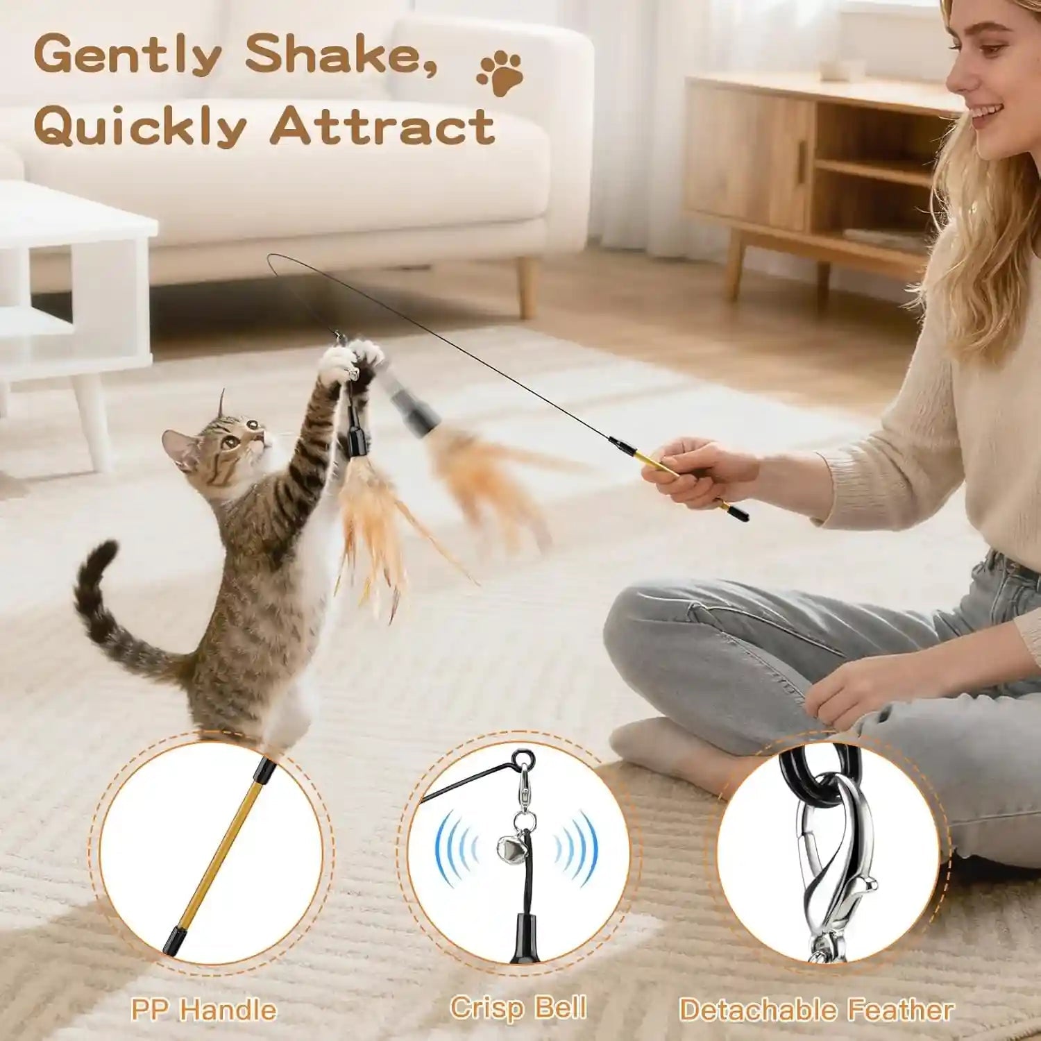 pawaboo-feather-teaser-cat-toy-interactive-wand-with-extra-long-34-5-wand-and-small-bell-fun-exerciser-playing-toy-for-kittens-or-cats-brown-feather