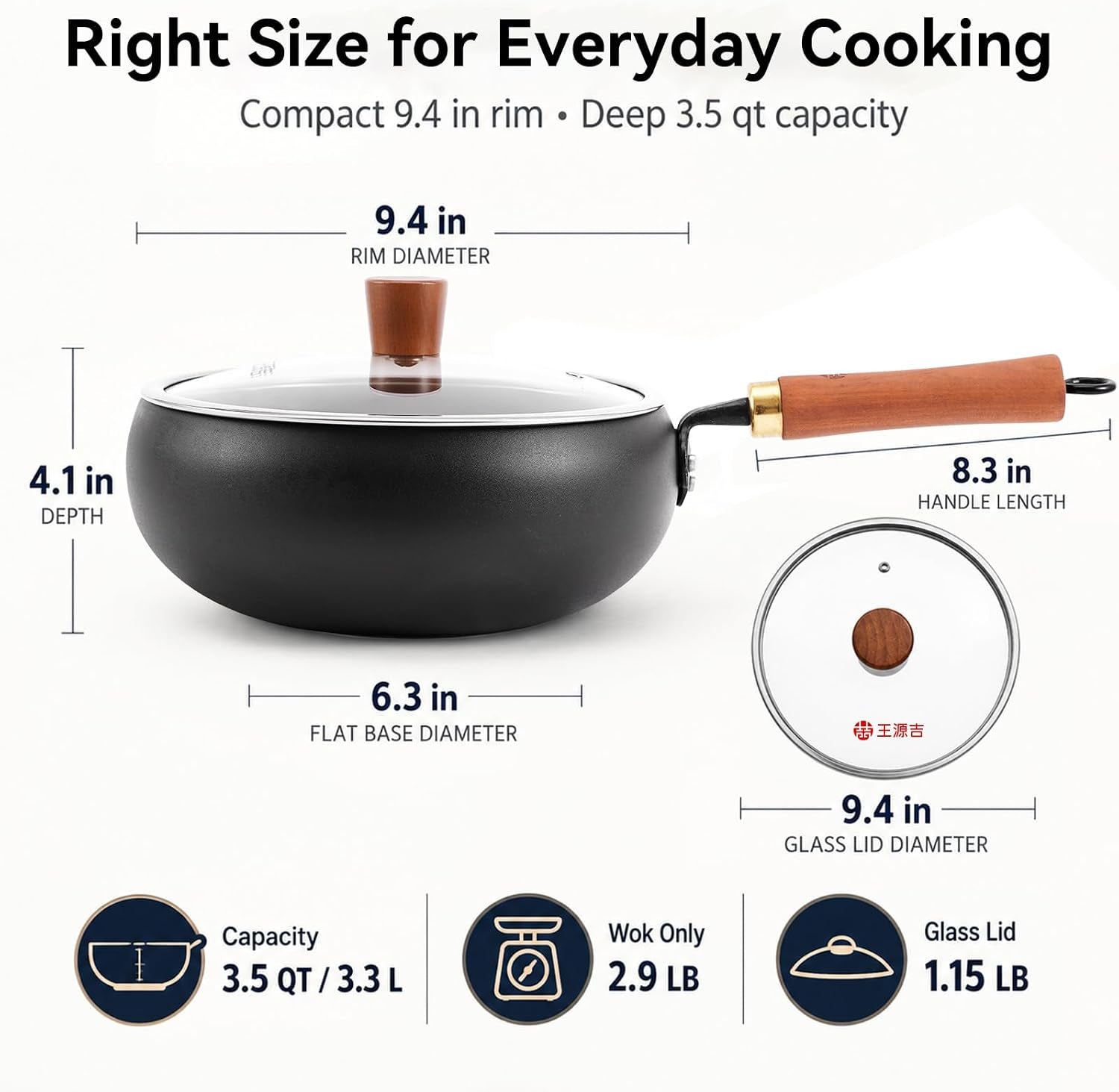9-5-inch-carbon-steel-wok-with-lid-flat-bottom-stir-fry-pan-deep-3-5-qt-bowl-for-1-2-servings-smooth-carbon-steel-surface-flat-base-for-induction-gas-electric-and-ceramic-cooktops