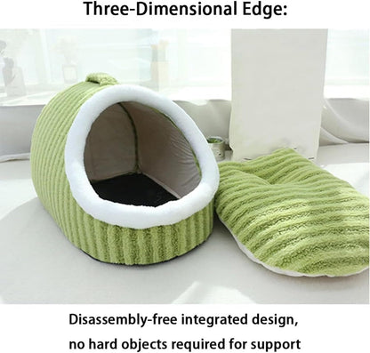 Warm Nest Dog Bed, Soft Cozy Pet Cave with Removable Cushion, Non-Slip Washable Soft Slipper Cave for Small and Medium Pets (Blue, Large)2