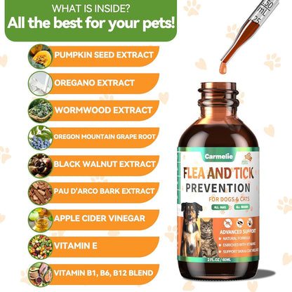 Oral Flea and Tick Prevention for Dogs and Cats with Vitamin 60Ml- Bacon | Dog & Cat Flea and Tick Defense, Cat Flea Drops Supplements with Natural Ingredients, Skin & Coat Supports, All Breeds & Ages2